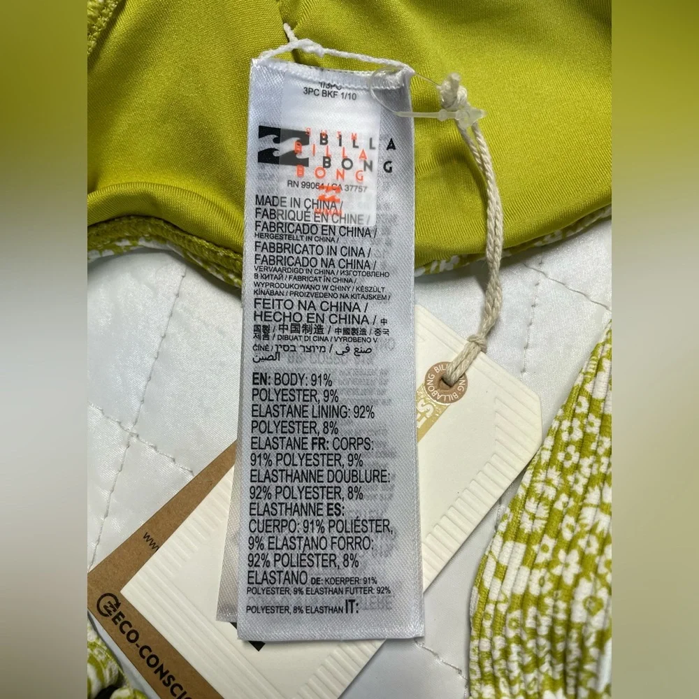 Billabong Lil Whispers Green Floral Bikini Top - Picture 7 of 8